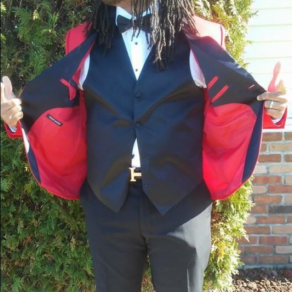 Red and black tailor suit